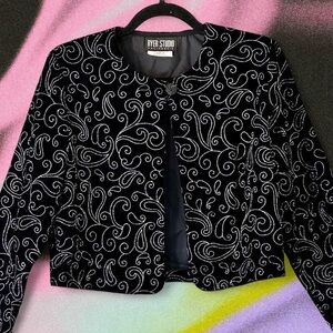 Vintage 90s Byer Studio Velvet & Glitter Bolero Jacket